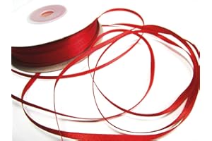 CaPiSo 100m Satinband 3mm Schleifenband Geschenkband Dekoband Satin Hochzeit Weihnachten Weihnachtsband (Rot)