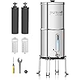 Purewell 6-Stage Gravity Ultrafiltration Water System，Glass Visible Water Level Design, 304 Stainless Steel Countertop System with 4 Filters and Mounts, Reduces Fluoride and Chlorine, 8.5 Litre