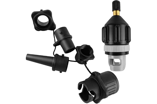 Connextion Sup-pumpadapter, sup-pump med 4 stycken gasmunstycken, sup-ventiladapter för alla typer av paddle-brädor, kajaker, kanot, gummibåtar, simringar etc