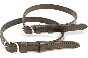 PFERDELINIS Cinghie per spore in pelle, 2 pezzi, in pelle, per spore, cinghie di ricambio regolabili, perfetta tenuta (marrone)