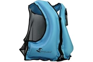 FORWEWAY Inflatable Snorkel Jacket Kayak Swimming Jacket for Adults Snorkel Vests Inflatable Buoyancy Jacket for Snorkeling Water Sports Beginner Adults-Only (96-220 lbs)