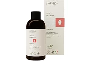 Natural Derma Pet Shampoo per Cani Pelo Bianco - Ideale per Tutti i Manti Chiari, Delicato sulla Cute per un Manto Sano, Morbido e Lucido - 200 ml - Made in Italy - 100% Vegan