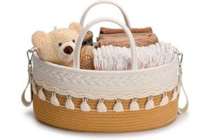 SEBRAM Organizer Fasciatoio per Neonati – Organizer Pannolini Marrone Boho, Cesta Fasciatoio Neonato con Tracolla Regolabile & Tasche Termiche