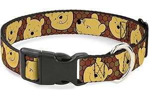BUCKLE-DOWN Buckle Down Winnie The Pooh Expresiones/Panal Negro/marrón plástico Clip Collar
