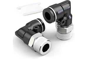 TAILONZ PNEUMATIC Male Elbow 10mm Tube OD x 1/4 Inch BSP Push to Connect Fittings PL10-02 (Pack of 2)