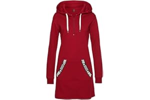 TrendiMax Damen Hoodie Kleid Herbst Langarm Sweatshirts Kapuzenpullover Streetwear Jumper Pullover Mini Kleider