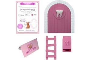 MFS MYFUTURSHOP Myfuturshop® Puerta infantil para dejar dientes de leche al Ratoncito Perez. Regalo Original para niño y niña. contiene Caja para los dientes, Escalera y 4 certificados de Diente Limpio. (Rosa)