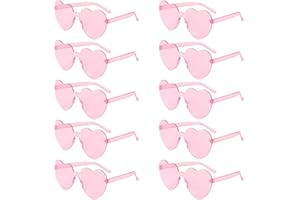 HZZXCH 10Pcs Pink Heart Glasseses Heart Sunglass Women Trendy Cute Heart Shaped Sunglasses Uv Protection Heart Glasses Novelty Heart-Shaped Sunglasses for Girls(Pink)