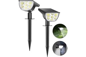 SIGRILL Lot de 2 spots solaires pour jardin extérieur, IP67, étanches IP67, éclairage de jardin blanc froid 3000 K, 2 pièces/3 modes de luminosité, décoration de Noël, allée