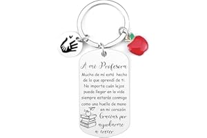 JRZDFXS 2PCS Llavero Profe Regalo para Maestra Regalo de acción de Gracias Llavero para profesor o profesora plateado para Regalos del Día del Maestro