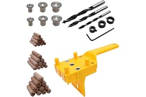 GISWELL 44 Pcs Dowel Jig Kit, Wood Dowel Jig Kit, 6/8/10mm Woodworking Drill Guide Set, Metal Sleeve Handheld Dowelling Jig Drilling Bit Set Doweling Hole Saw Tools