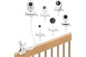 OFFCUP Soporte Camara Vigilancia Bebe, Universal Flexible Soporte para Cámara y Ajustable con Tornillo 1/4", Soporte para Monitor para Bebés para Cuna Mesa Habitación (Clip)