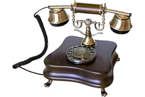 OPIS TECHNOLOGY Opis 1921 Cable - Model B - Retro telefon wykonany z drewna i metalu Telefon z prawdziwą, obrotową tarczą i metalowym dzwonkiem