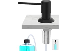 Poveta Dispenser Sapone Cucina, Dosatore Sapone da Incasso per Lavello, Dispenser Detersivo Piatti con Bottiglia da 300 Ml e Tubo da 1,2 M, Dispenser di Sapone in Rame, Riempimento dall'Alto, Nero