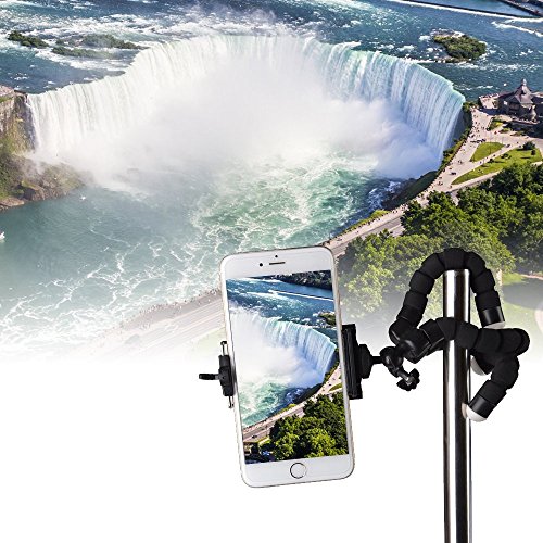 SYFIELD Treppiede Flessibile portatile Octopus Style con Supporto per iPhone 8 / 7 / 6s / 6s Plus, Samsung Note 8 / S8, Treppiedi Fotocamera per GoPro, DSLR - Nero