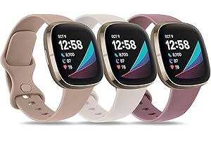 Wanme 3 sztuki bransoletek do Fitbit Versa 4 / Fitbit Versa 3 / Fitbit Sense / Fitbit Sense 2, silikonowa bransoletka zastępcza