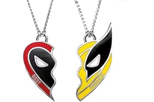 S.F.Pachira Freundschaftskette, halbes Herz, Freundschaftskette, Superhelden-Halskette, roter und gelber Anhänger, Schmuck, Geschenk für beste Freunde, Männer, Frauen, Jungen, Mädchen, 2 Stück,