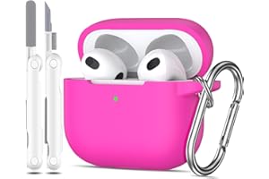MHYALUDO Custodia per Airpods 3a generazione 2021,Custodia protettiva in morbido silicone per Airpods 3 con LED visibile sulla parte anteriore,con kit di pulizia,Rosa