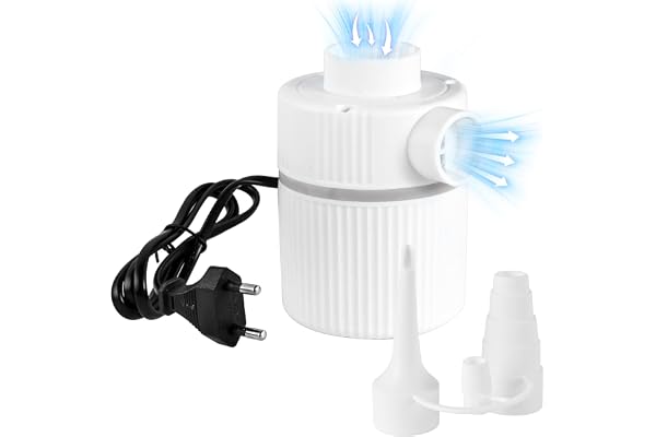 Luftpumpa och Avluftningspump för Uppblåsbar Madrass, Bärbar 2-i-1 Vakuumpump 30W AC 220-240V Elektrisk Luftpumpa med 3 Munstycken, Pumpa Uppblåsbar Madrass för Strandleksaker, Vakuumpåse