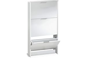 Habitdesign Zapatero 3 Puertas, Zapatero Estrecho, Acabado en Color Blanco Brillo, Medidas: 60 cm (Ancho) x 113 cm (Alto) x 22 cm (Fondo)