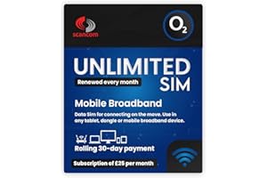 SCANCOM O2 Unlimited 5G Data SIM - Perfect for Unlocked Phones, Routers & Wi-Fi Dongles - Activate via QR Code - No Contract or Credit Check - £25/Month Rolling 30-Day Subscription