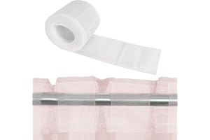 COLEXY Cinta de Cabecera de Cortina, Cinta Blanca de 10 cm de Ancho para Cortinas con Presilla Transparente, Tira de inserción de Barra de Cortina, Accesorios para Cortinas (6 Metros)