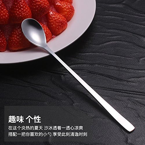 Stainless Steel Mixing Spoon Long Handle Thick Coffee Spoon Dessert Spoon 3 Pack