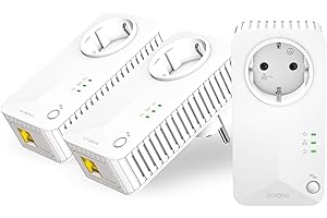 ‎STRONG STRONG - Powerline 600 Triple EU Set - 3 Powerline adapters 600 Mbps - Fast Internet access - Integrated socket - 300 m range - For all routers - LAN connection - Easy installation - white