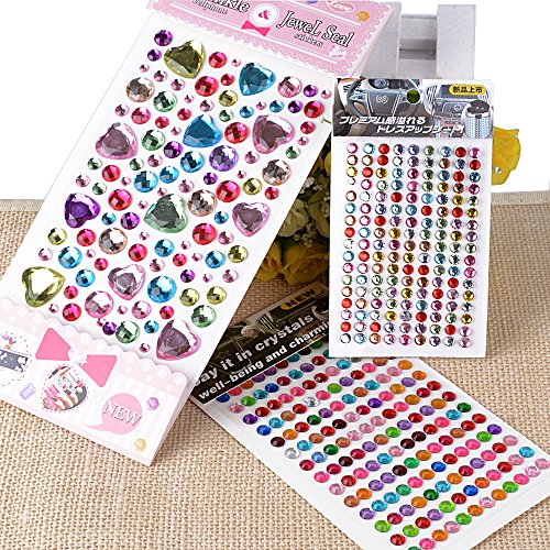 878 stück Strasssteine Selbstklebend Deko Glitzersteine zum aufkleben Strass Glitzer Schmucksteine Set Dekoration für DIY, Handwerk von Kinder, Skizzenbuch, Bilderrahmen usw. - 2