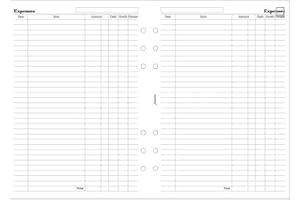 A5 Filofax Organiser Expenses Insert Essentials Accessories Refill Replacement Pack 340605