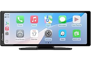 Carpuride V92 Przenośny samochodowy stereo, Bezprzewodowy Carplay i Android Auto, 10,26-calowe radio z ekranem dotykowym 1080P HD z BT 5.0, uchwyt na deskę rozdzielczą do samochodów ciężarowych