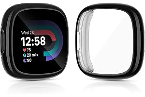 KIMILAR (2 Pack Screen Protector compatible with Fitbit Versa 4, Fitbit Sense 2, Soft TPU Full Coverage Screen Cover Case compatible with Fitbit Sense 2, Fitbit Versa 4 Smartwatch