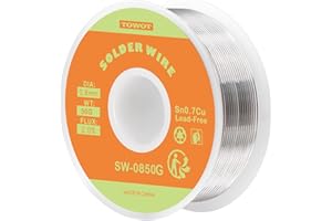 TOWOT Lötzinn, Bleifreier Lötdraht mit Kolophoniumkern, Lötzinn Elektronik, Silberdraht Löten (Sn99,3% Cu0,7%/0,8mm,50g)