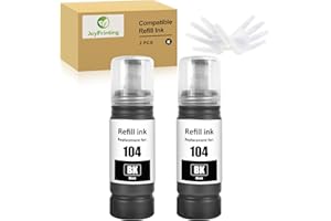 ‎JOYPRINTING JoyPrinting E104 Tinte Schwarz Kompatibel für E104 Druckerpatronen Nachfülltinte Multipack für Epson Ecotank ET-1810 ET-2710 ET‑2711 ET-2712 ET-2714 ET-2811 ET-2812 ET-2814 ET-2815 ET-2826, 2X 70ml