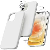 ORNARTO 5-in-1 for iPhone 12/12 Pro 6.1 Silicone Case with 2 x Screen Protectors + 2 x Camera Protection Case Ultra Thin Liquid Silicone Mobile Phone Case Protection for iPhone 12 Pro/iPhone 12