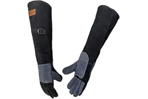 WZQH 60 CM/23,6 Pollici, Guanti per il Trattamento di Animali in Pelle, per Prendere Gatto, Addestramento Cane. Guanto Anti Morso per Gatti, Cani, Uccelli, Aquile, Serpenti. antigraffio