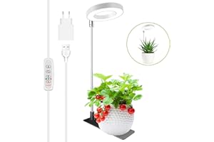 ‎KULLSINSS Kullsinss Pflanzenlampe LED Vollspektrum, 48 LEDs Pflanzenlicht, Höhenverstellbares Kleine Pflanzenlampe mit Abnehmbare Basis, Auto Timer, 10 Helligkeit, 3 Lichtmodi, Ideal Grow Light für Pflanzen