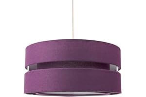 Contemporary Quality Purple Linen Fabric Triple Tier Ceiling Pendant Light Shade | 60w Maximum | Designer Style | 26cm Diameter by Happy Homewares