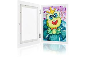 QWYZOR Bilderrahmen Wechseln Kinderzeichnungen A4 - Archivbilderrahmen A4 für 150 Bilder, Kinder Bilderrahmen A4 Aufklappbar 33 x 26 cm, Wechselrahmen Kinderbilder A4 für Kunstprojekte, Kinderzimmer, Schule