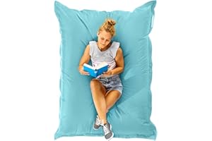 ‎GREEN BEAN Green Bean Sitzsack XXL 140x180cm 380 Liter Kinder & Erwachsene Bean Bag EPS Perlen Füllung Riesensitzsack Groß Draußen Outdoor Liegekissen Waschbar Wetterfest Lounge Sitzkissen Bodenkissen Aquamarin