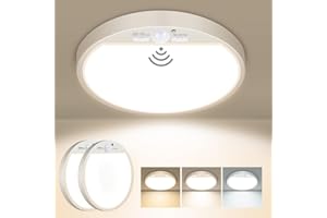 slochi 2PACK LED Ceiling Light with Motion Sensor, 3000K-4000K-6500K & 100W Equivalent Motion Sensor Lights Indoor, 15W 1500LM 18cm Bathroom Ceiling Light for Bath,Porch,Stairs,Garage