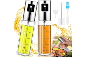 ALLSSAL Olive Oil Sprayer, 2 Pcs Oil Spray Bottle for Cooking for Kitchen Air Fryer Bbq Salad Baking Grilling (Glass)