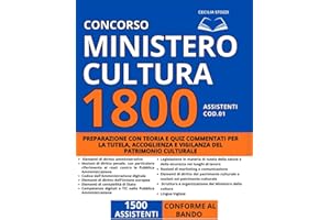 Concorso 1800 Assistenti – Ministero della Cultura (Cod. 01 – 1500 posti): Preparazione con teoria e quiz commentati per la tutela, accoglienza e vigilanza del patrimonio culturale | Conforme al Bando