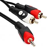 PrimeX PX-AUX15R 1.5 Metre 3.5mm AUX to 2 RCA Ses Kablosu, Telefon Laptop PC Tablet Ses &Ccedil;ıkışını Amfi Hoparl&ouml;r TV Ses Sistemi
