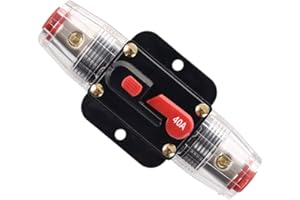 RKURCK 12V-24V DC 40 Amp Circuit Breaker, Fuse Holder, Inline Fuse Block For Car Audio Solar Inverter System Protection (40A)