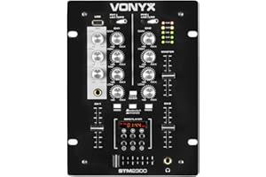 VONYX STM-2300 DJ Mixer - 2 Channel Mixer USB, MP3, 3-Band EQ for Live, Line DJ Mixing - Professional Audio Music Mixer for Disco, PA, and Party Events