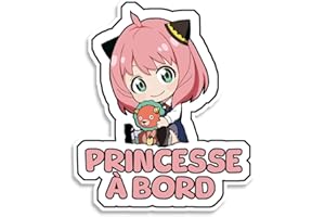 BRATIKI Autocollant Bébé à Bord pour Voiture - Bébé Princesse 19 x 14 cm, Sticker Anime Bébé à Bord Résistant & Étanche, Signal de Sécurité Bébé à Bord pour Alerter les Conducteurs