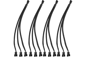 NETSPOWER Câble d'extension de répartiteur de ventilateur PWM à 4 broches Câble de répartiteur noir Câble et adaptateur de ventilateur, câble d'alimentation de ventilateur d'ordinateur PC Convertisseur 1 à 3