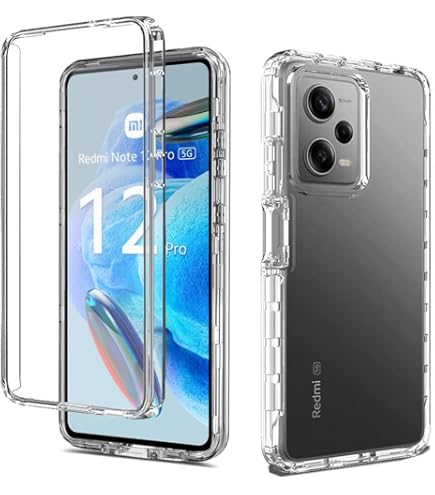 ICatchy Coque Xiaomi Redmi Note 12 Pro 5G Transparente - Housse Antichoc Avec 2 Protections Écran