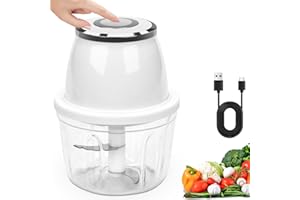 KINGOZOYI Tritatutto da Cucina Elettrico 350ml, Frullatore Piccolo Portatile con 3 Lame per Carne Frutta Peperoncino Cipolle Aglio - Bianco